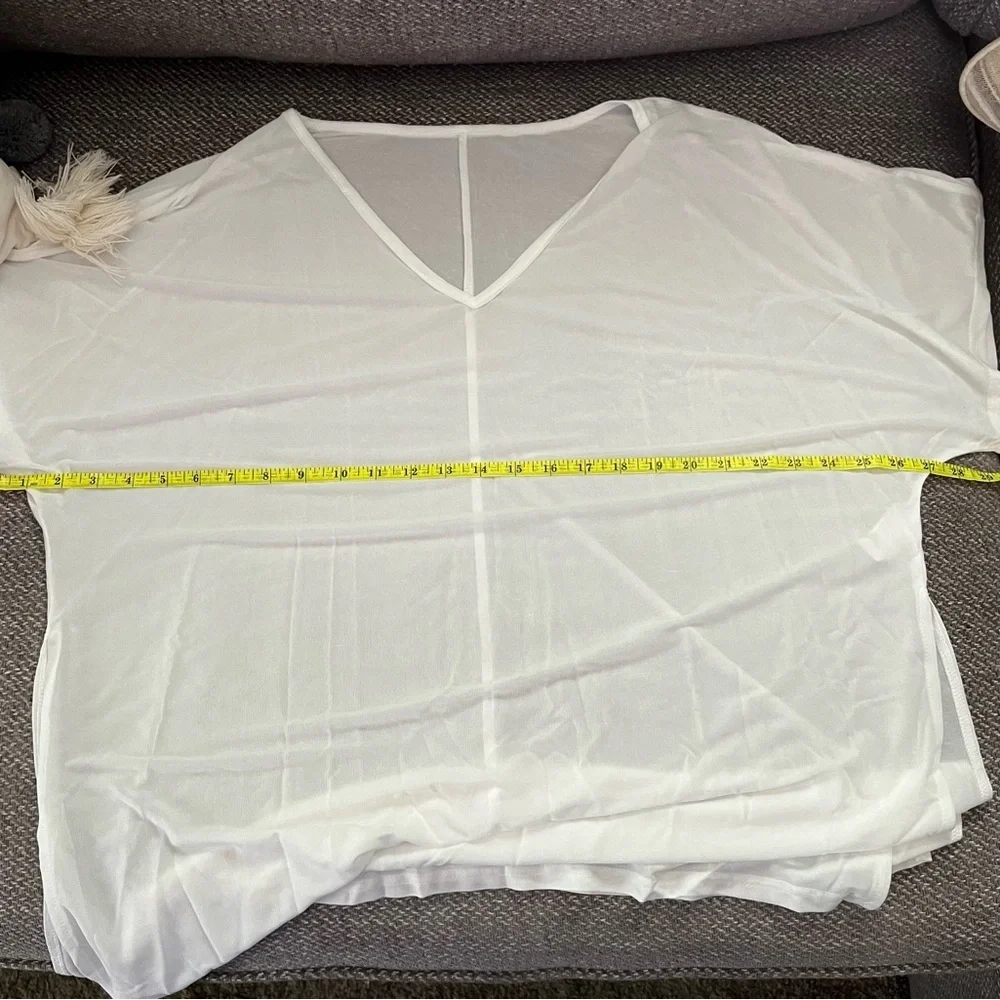 Sheer White V-Neck Blouse or Swimsuit Coverup​​ - Picture 5 of 5